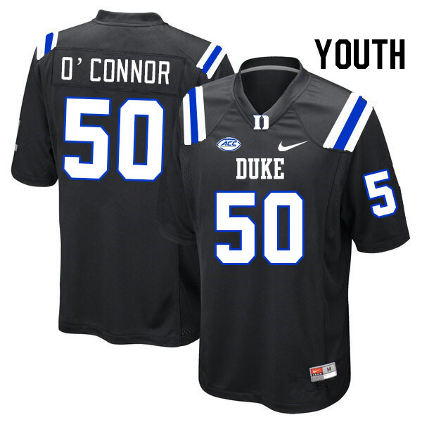 Youth #50 Kevin O'Connor Duke Blue Devils College Football Jerseys Stitched Sale-Black